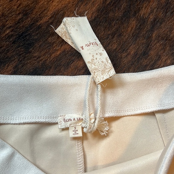 Hem & Thread Suede Cream Skirt - Picture 2 of 3